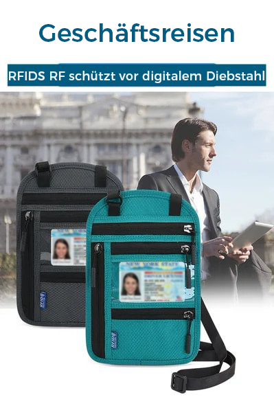 Travel chest bag with RFID passport lock