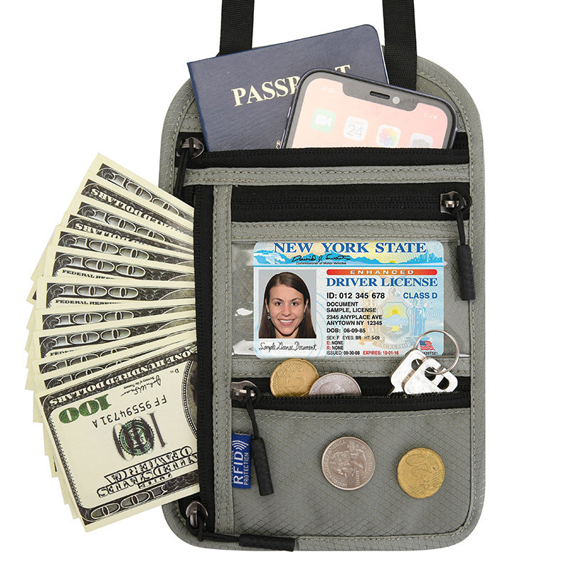 Travel chest bag with RFID passport lock