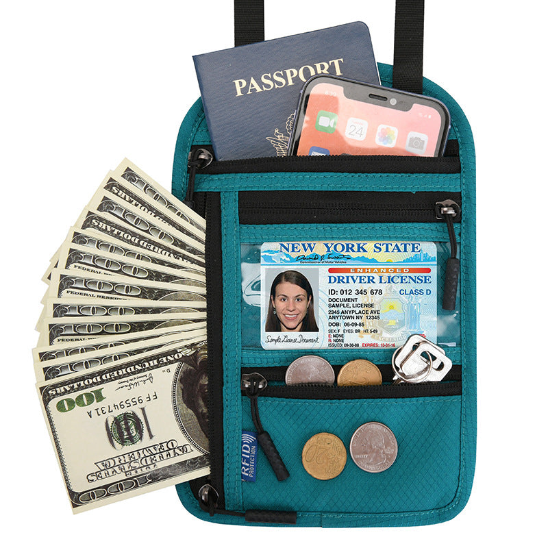 Travel chest bag with RFID passport lock