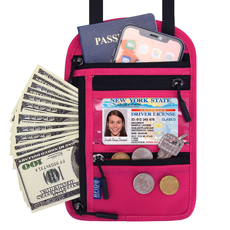 Travel chest bag with RFID passport lock