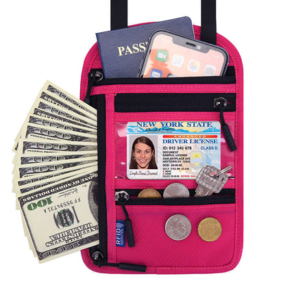 Travel chest bag with RFID passport lock