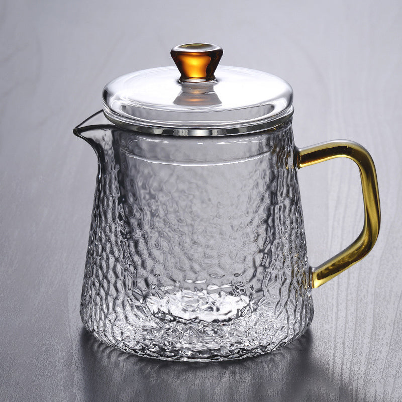 Skanto | Pindefang Glass Teapot with Infuser | Handmade Heat-Resistant Teapot with Golden Handle