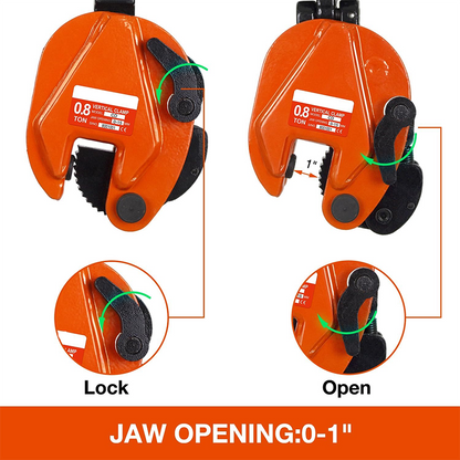 BowLift | Vertical Plate Clamp 1760 Lbs, 1 Ton Plate Lifting Clamp Jaw Opening Up To 0.8 Inch Heavy Duty Lifting Clamp For Lifting And Transporting (1760 Lbs 0.8 Tons)