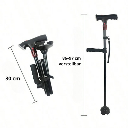 Skanto | Folding Walking Cane with LED Light | Height Adjustable | Anti-Slip Base | Alarm Function | Lightweight Aluminum