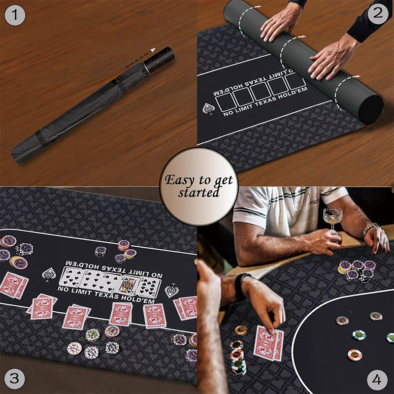 BowLift | Poker Table Top, 70" x 35" Texas Hold'em Poker Mat with Portable Carrying Bag, 10 Player Fit for Party Game & Casino