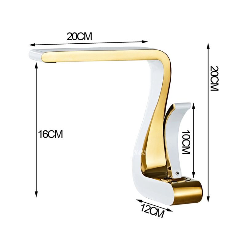 Polished Gold Bathroom Sink Faucet Single Handle Luxury Brass White Modern One Hole