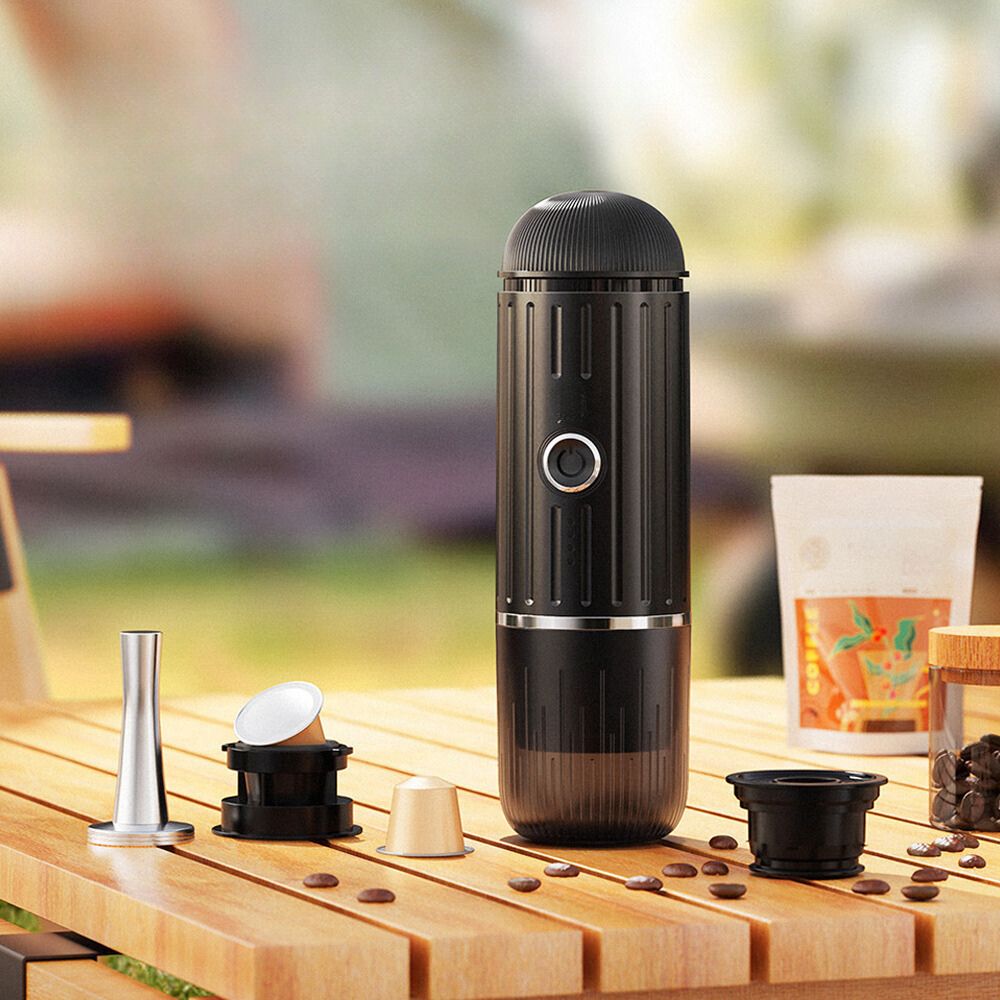 Skanto | Self-Measuring Portable Electric Espresso Machine with USB-C Charger – Compatible with Ground Coffee & Nespresso Capsules