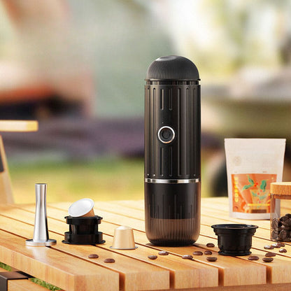 Skanto | Self-Measuring Portable Electric Espresso Machine with USB-C Charger – Compatible with Ground Coffee & Nespresso Capsules