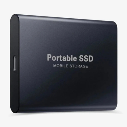 Portable external SSD with USB-C connection, shock-resistant aluminum casing