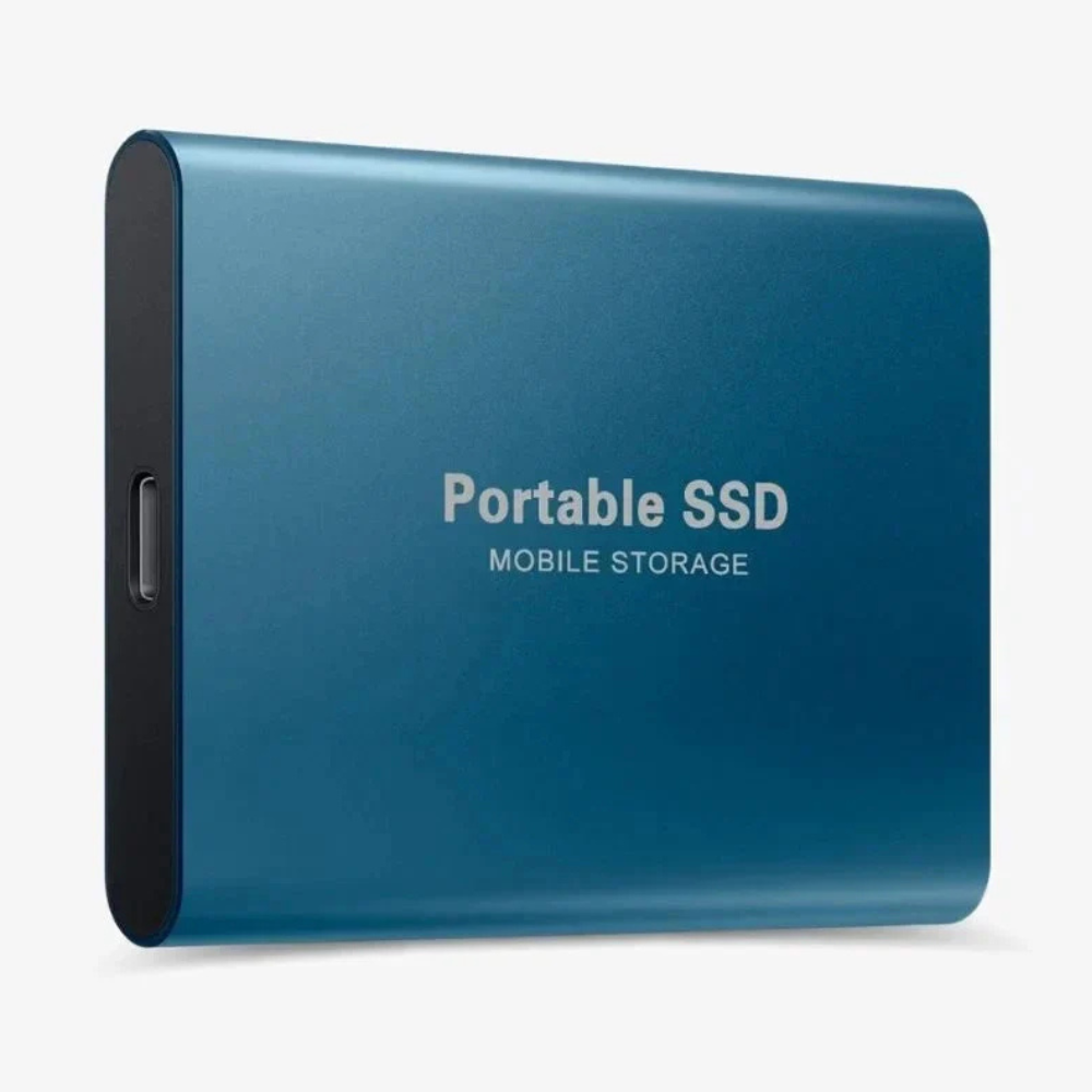 Portable external SSD with USB-C connection, shock-resistant aluminum casing