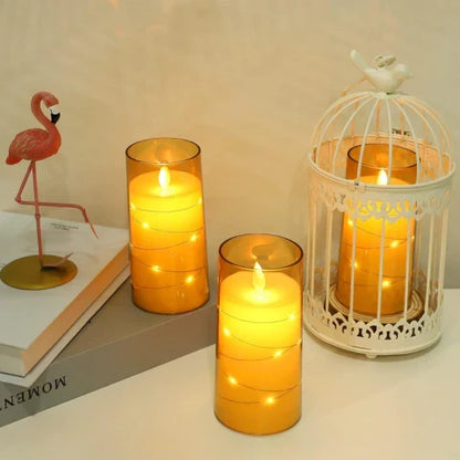 Skanto | LED Ambient Candle Lights | Realistic Flame Aura, Customizable Brightness & Timer Settings for Home Decor and Events