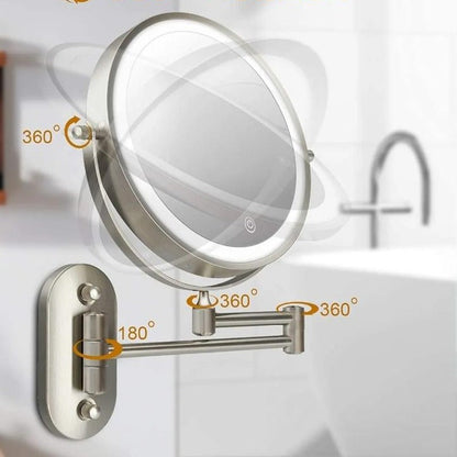 Skanto LED Magnifying Mirror | Rechargeable | Cosmetics & Bath | Chrome Silver