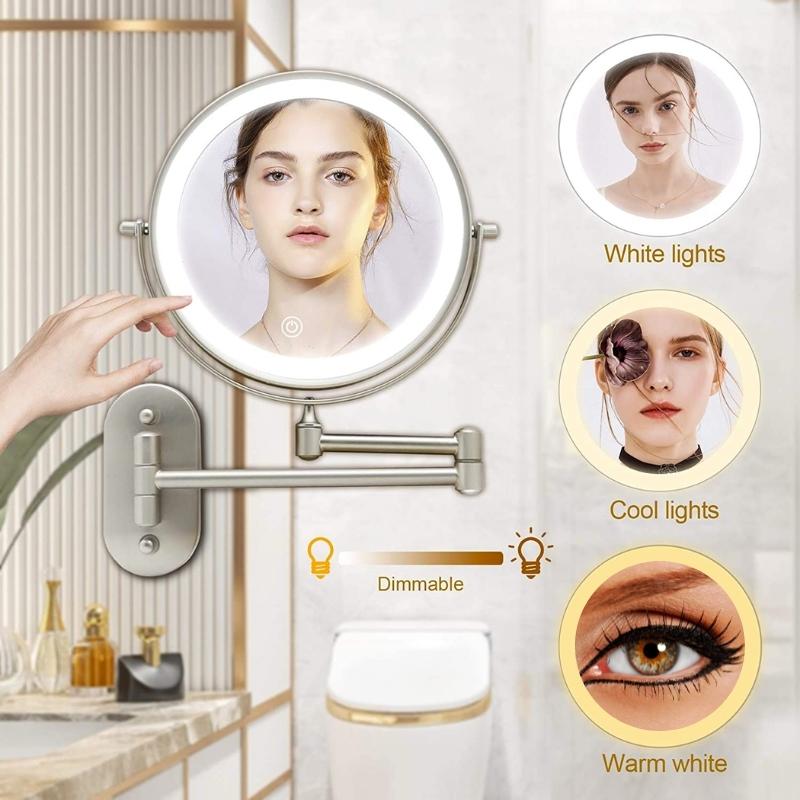 LED cosmetic mirror with magnification & USB battery | Bowlift