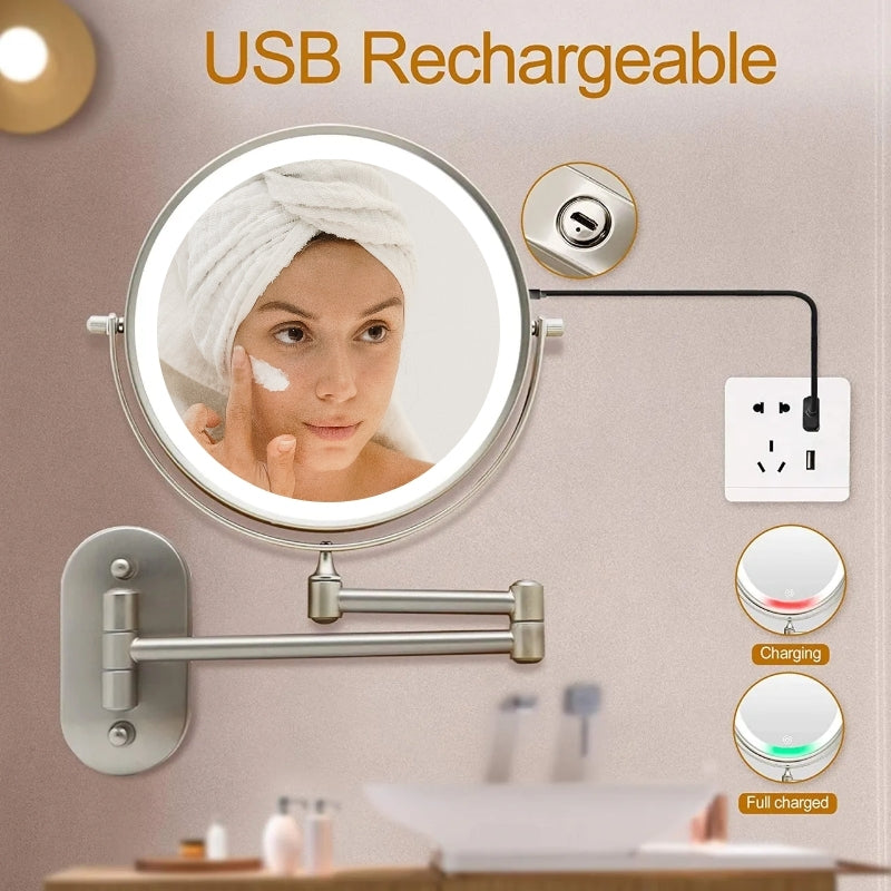 LED cosmetic mirror with magnification & USB battery | Bowlift