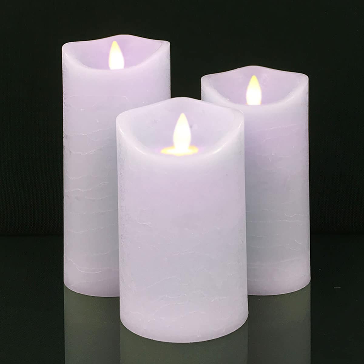 LED Candle - rustic - 3 pieces - 10/12.5/15 cm - with 3D flame - (various colors) | Kalsten