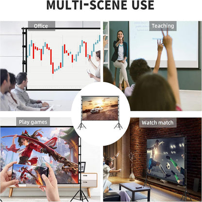 BowLift | 150 inch Projector Screens with Stand 16:9 4K 1080 HD Outdoor Movie Screen with Carry Bag Wrinkle-Free Design