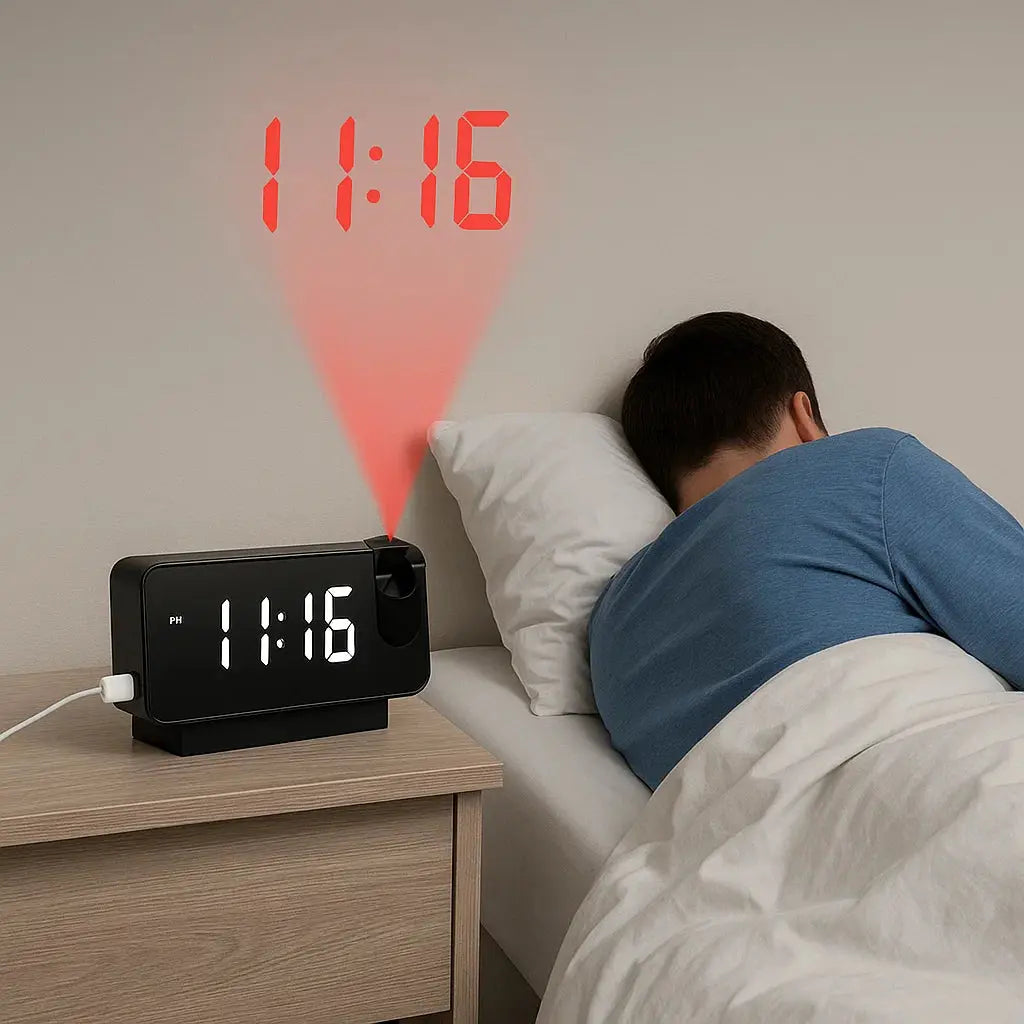 BowLift | Projection alarm clock with mirror display and large LED screen