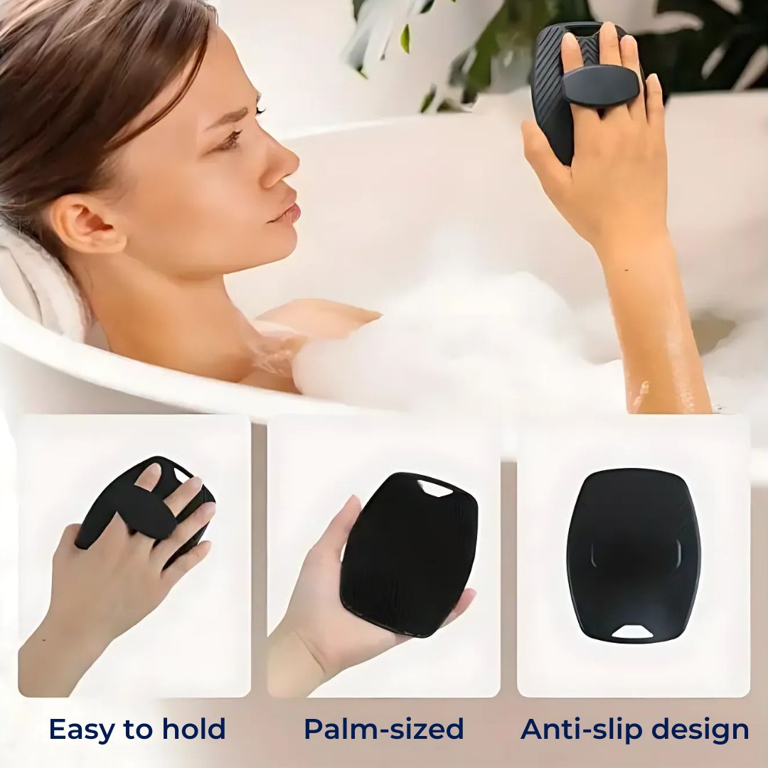 PureGlide | Silicone Body Scrubber – Antimicrobial Exfoliation – Quick-Drying Hygienic Design – Sensitive Skin Shower Use Skanto
