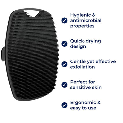 PureGlide | Silicone Body Scrubber – Antimicrobial Exfoliation – Quick-Drying Hygienic Design – Sensitive Skin Shower Use Skanto