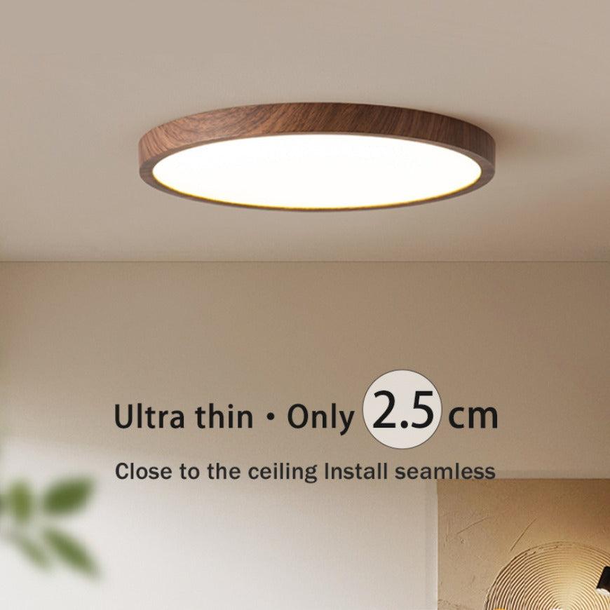 Skanto | Modern Circular Ceiling Lamp with Adjustable LED Lighting in Warm Walnut Finish for Living Room and Bedroom
