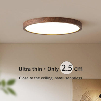 Skanto | Modern Circular Ceiling Lamp with Adjustable LED Lighting in Warm Walnut Finish for Living Room and Bedroom