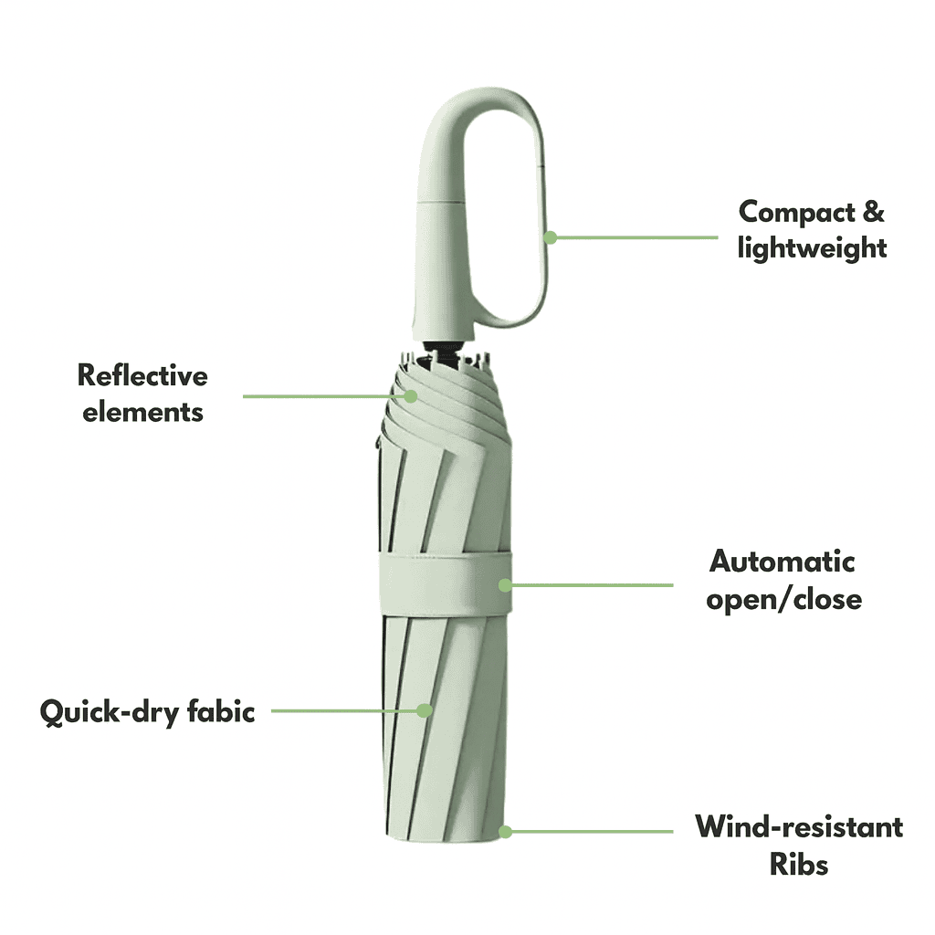 Skanto | Automatic Compact Umbrella, Built for Strong Winds