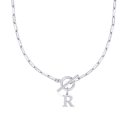 BowLift | Paperclip Letter Initial Circle Lock Clasp Necklace