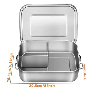 Stainless Steel Bento Lunchbox 800 ml – Leak-proof, Compartments, Dishwasher-safe