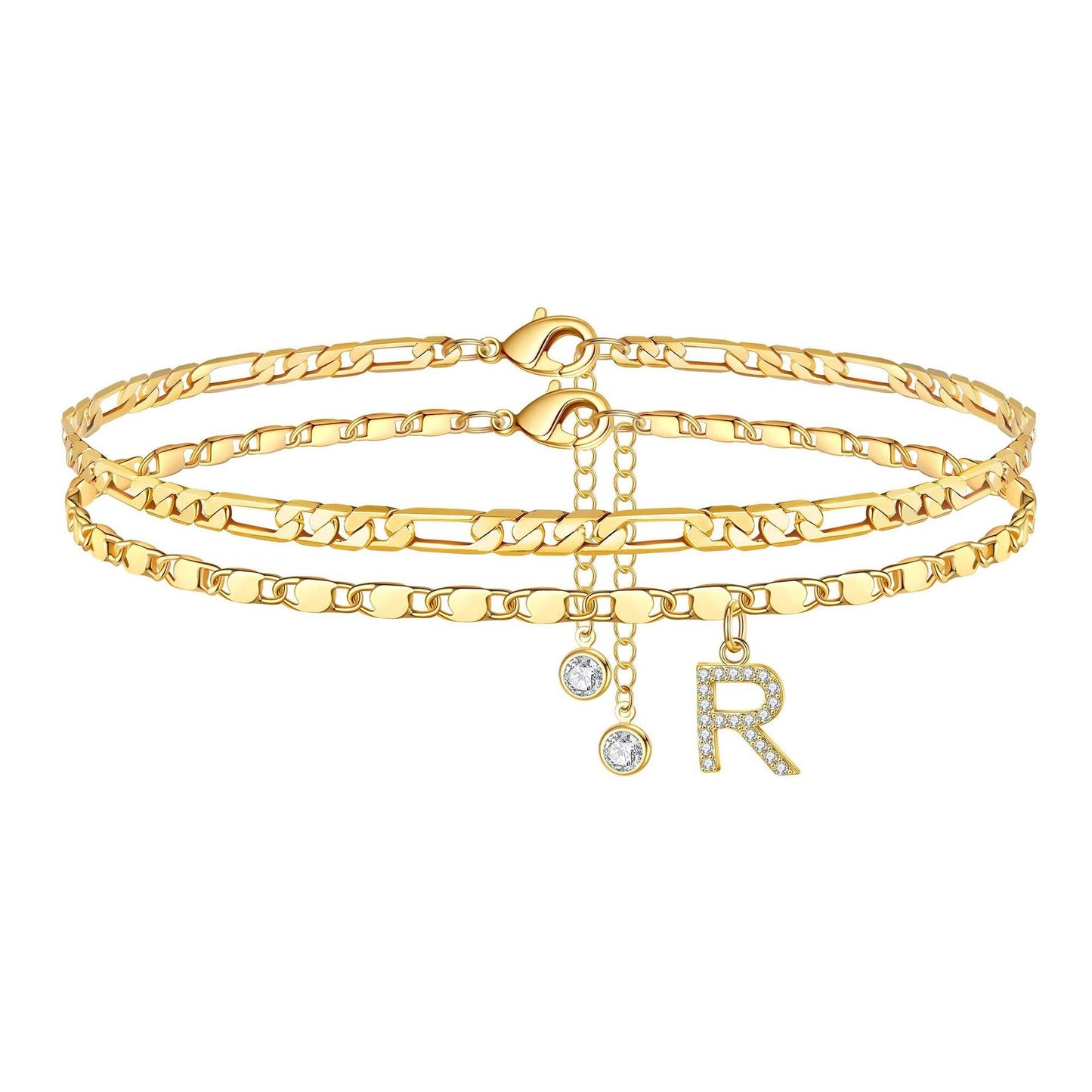 BowLift | 2pc 14k Diamond Letter Initial Anklet