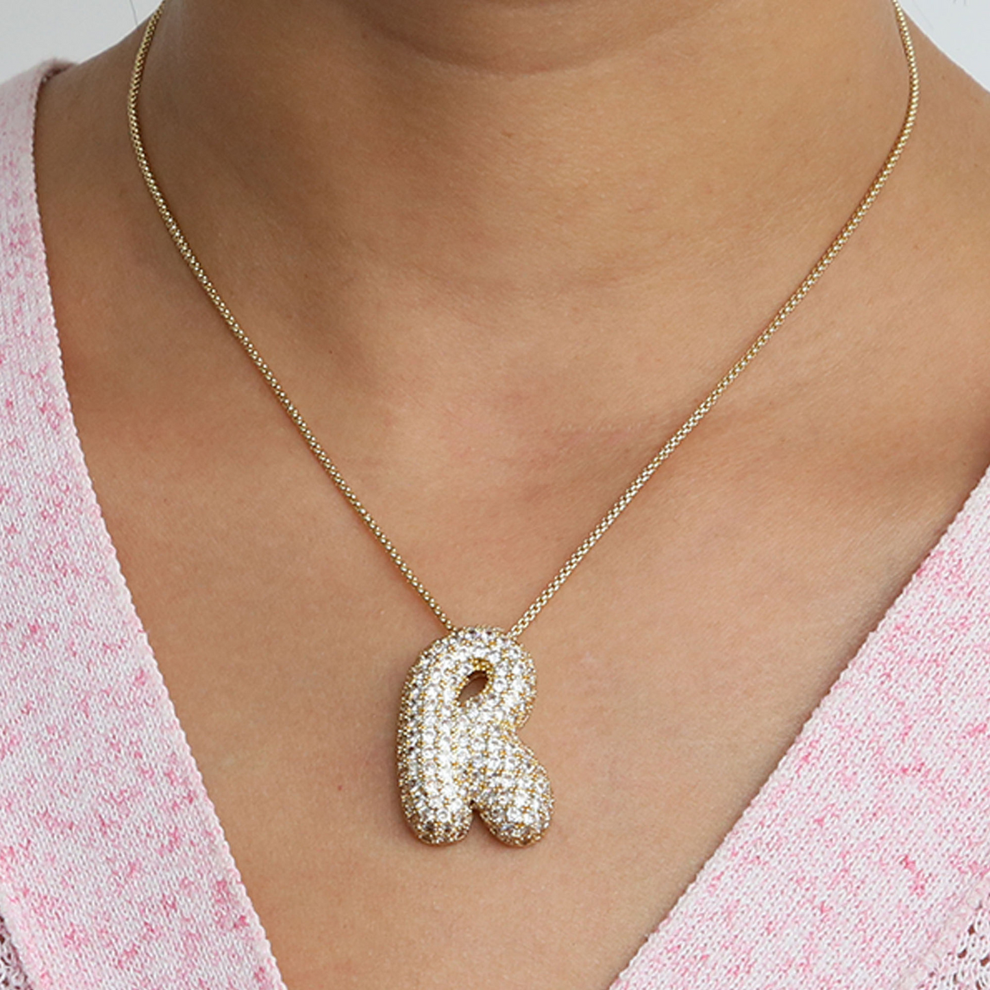 BowLift | Chunky Bubble Diamond Dazzle Initial Necklaces