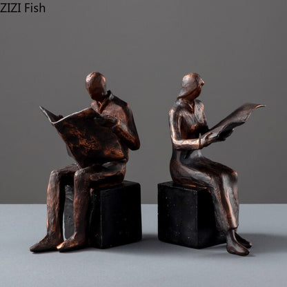 BowLift | Reader Sculpture Book Stand Book Support Abstract Character Resin Statue Desk Decoration Figurines Statuette Nordic Home Décor