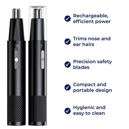 Rechargeable Nose Hair Trimmer – Cordless & Portable – Safe Blades – Trims Nose & Ear Hair – Easy to Clean – For Men & Women Bowlift