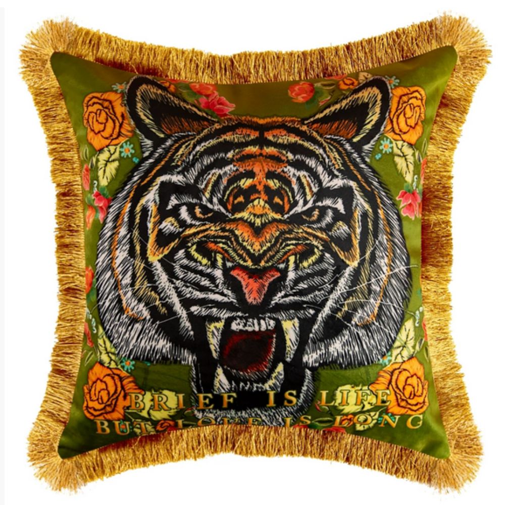 BowLift | Regal Tiger Artistic Velvet Cushion Cover