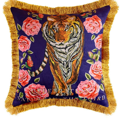 BowLift | Regal Tiger Artistic Velvet Cushion Cover