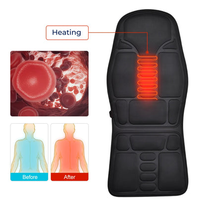 RelaxPulse | Massage Chair Pad – Heated Vibration Seat Cushion – Adjustable Lumbar Support – for Home, Office & Car Use Bowlift