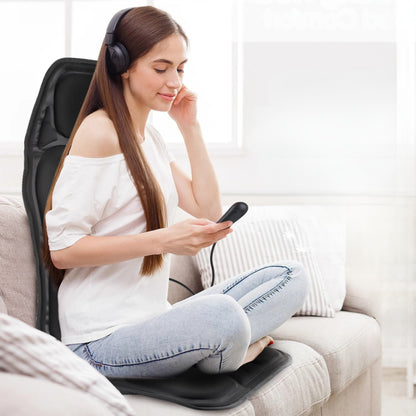 RelaxPulse | Massage Chair Pad – Heated Vibration Seat Cushion – Adjustable Lumbar Support – for Home, Office & Car Use Bowlift