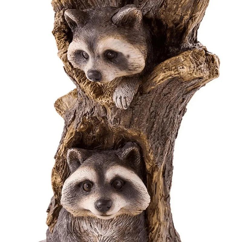 Skanto | Vintage Garden Bird Bath – Polyresin Raccoon Design for Outdoor Charm