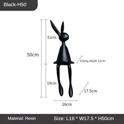 BowLift | ResinLux | Modern Resin Easter Bunny – Black, White, or Blue Sitting Rabbit Decoration