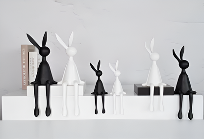 BowLift | ResinLux | Modern Resin Easter Bunny – Black, White, or Blue Sitting Rabbit Decoration