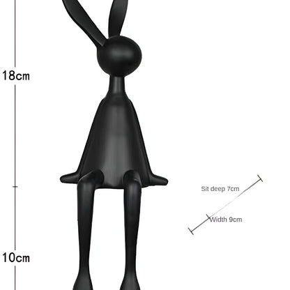 BowLift | ResinLux | Modern Resin Easter Bunny – Black, White, or Blue Sitting Rabbit Decoration