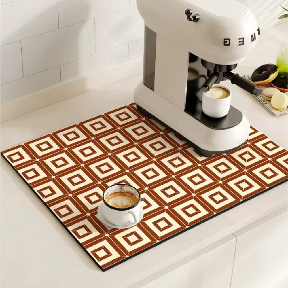 BowLift | Retro Tile Design Absorbent Coffee Mat