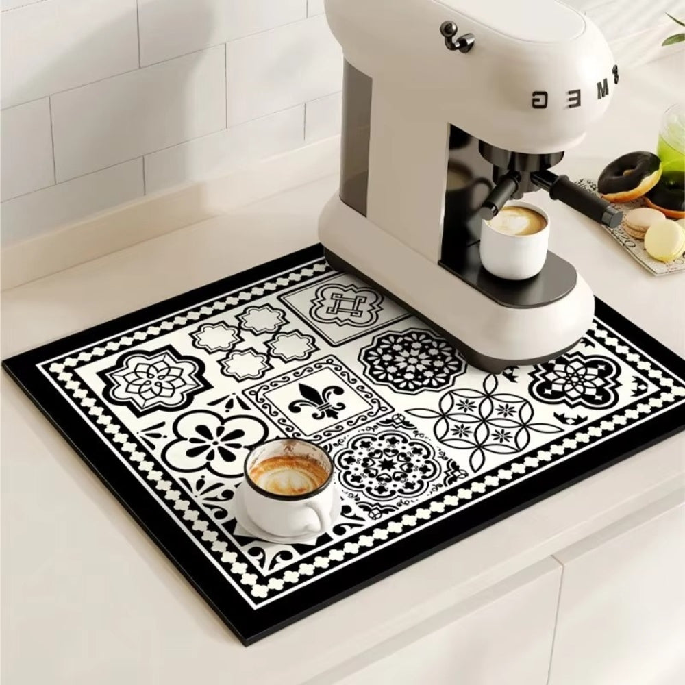 BowLift | Retro Tile Design Absorbent Coffee Mat