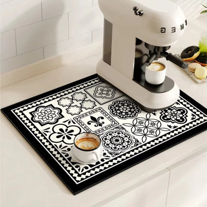 BowLift | Retro Tile Design Absorbent Coffee Mat