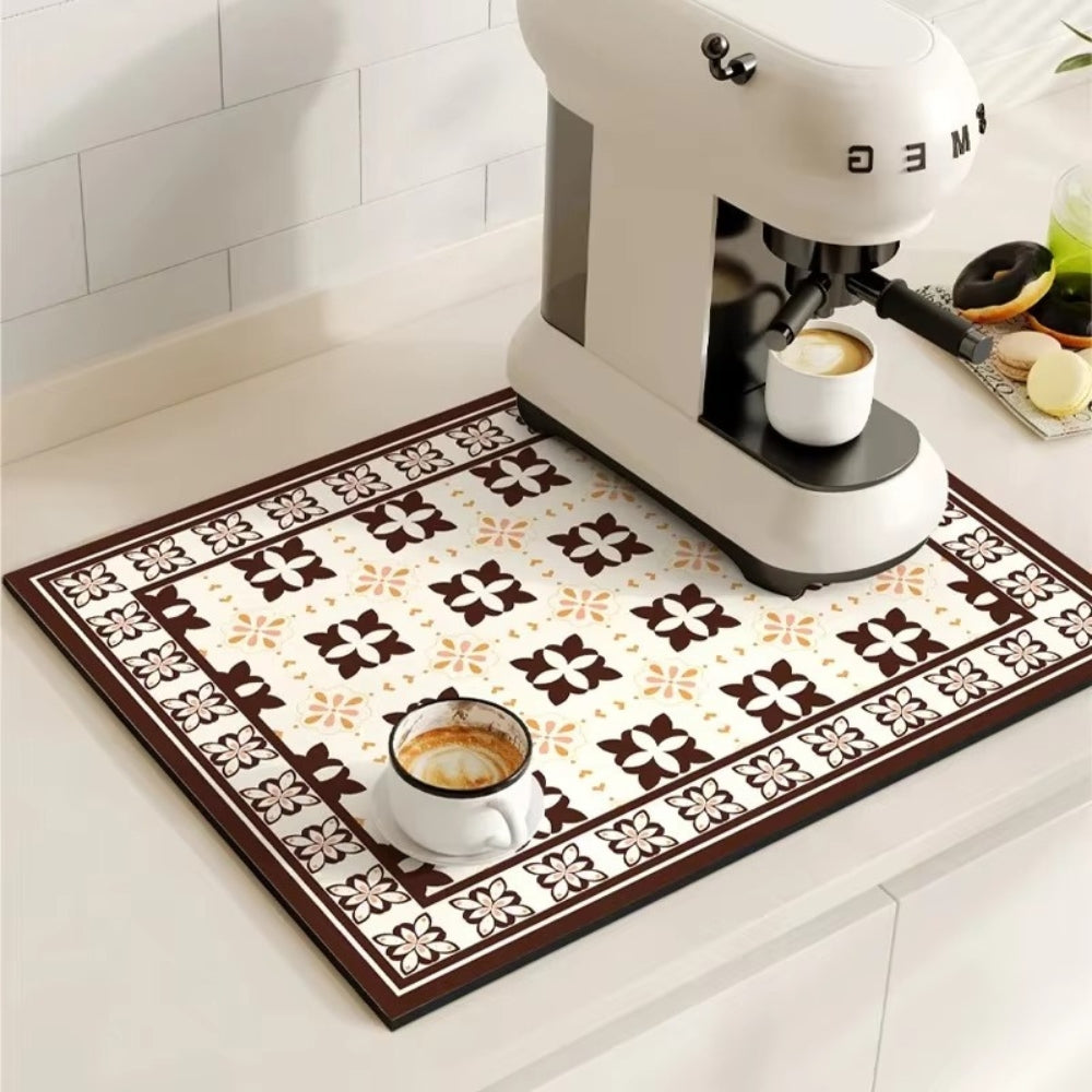 BowLift | Retro Tile Design Absorbent Coffee Mat