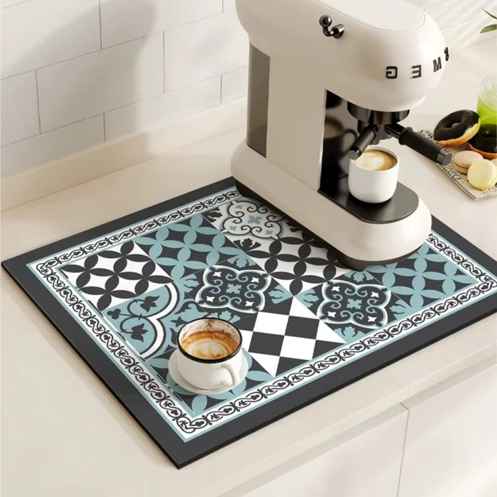 BowLift | Retro Tile Design Absorbent Coffee Mat
