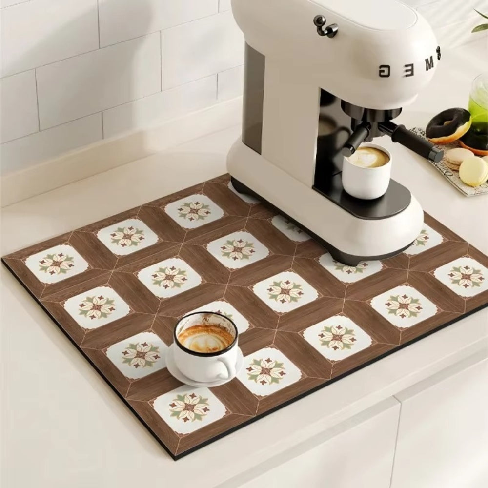 BowLift | Retro Tile Design Absorbent Coffee Mat