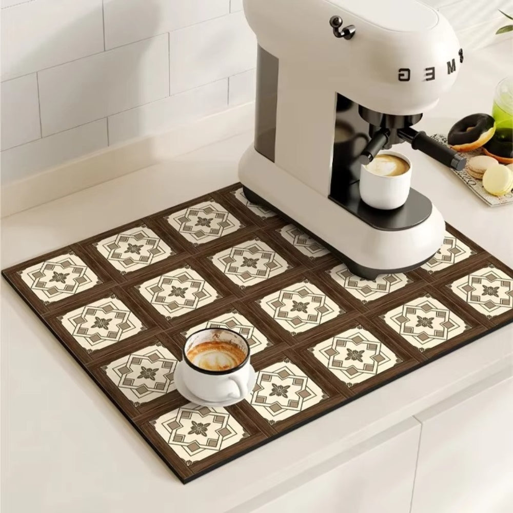 BowLift | Retro Tile Design Absorbent Coffee Mat