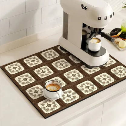 BowLift | Retro Tile Design Absorbent Coffee Mat