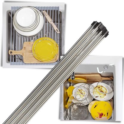 Roll-up Stainless Steel Rack for Dishes and Produce