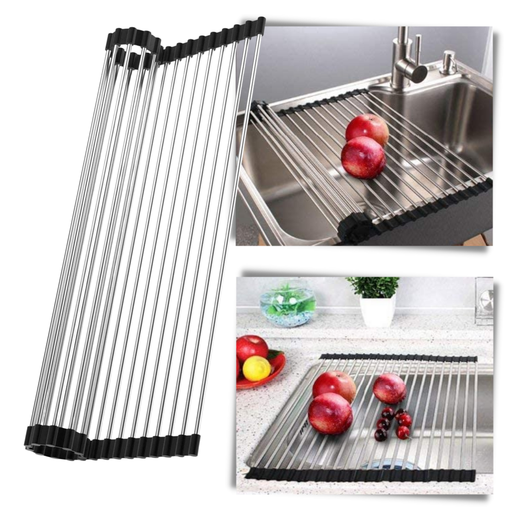 Roll-up Stainless Steel Rack for Dishes and Produce